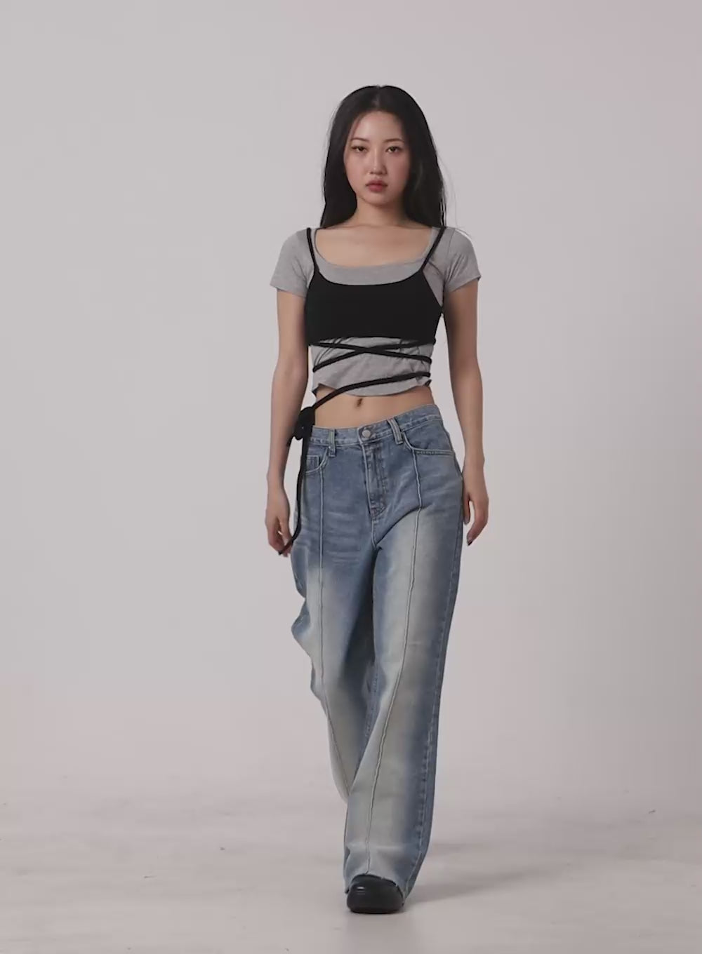 Acubi Tie-Waist Crop Tank Top CY403