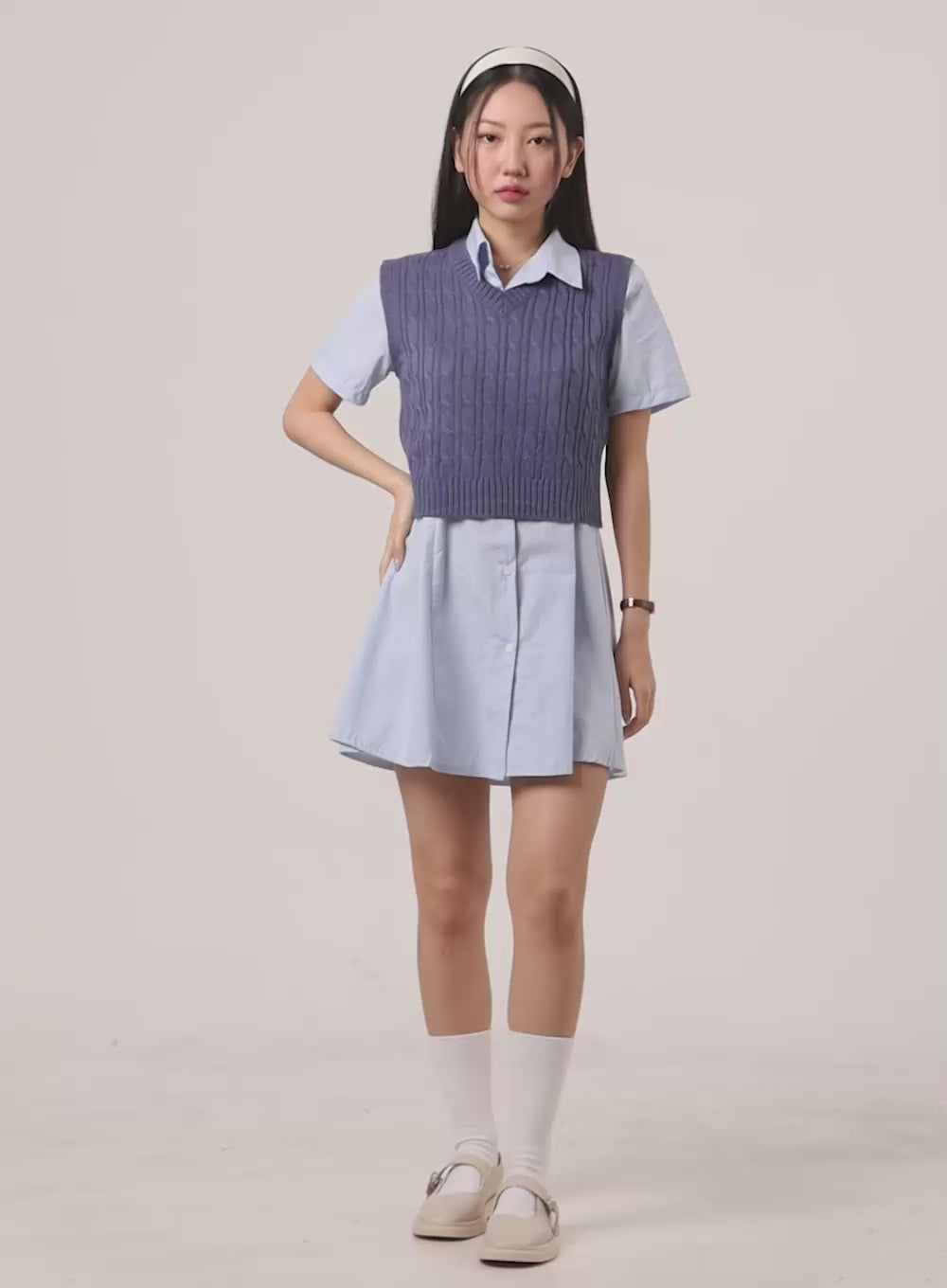 Cable Knit V-Neck Vest OY413