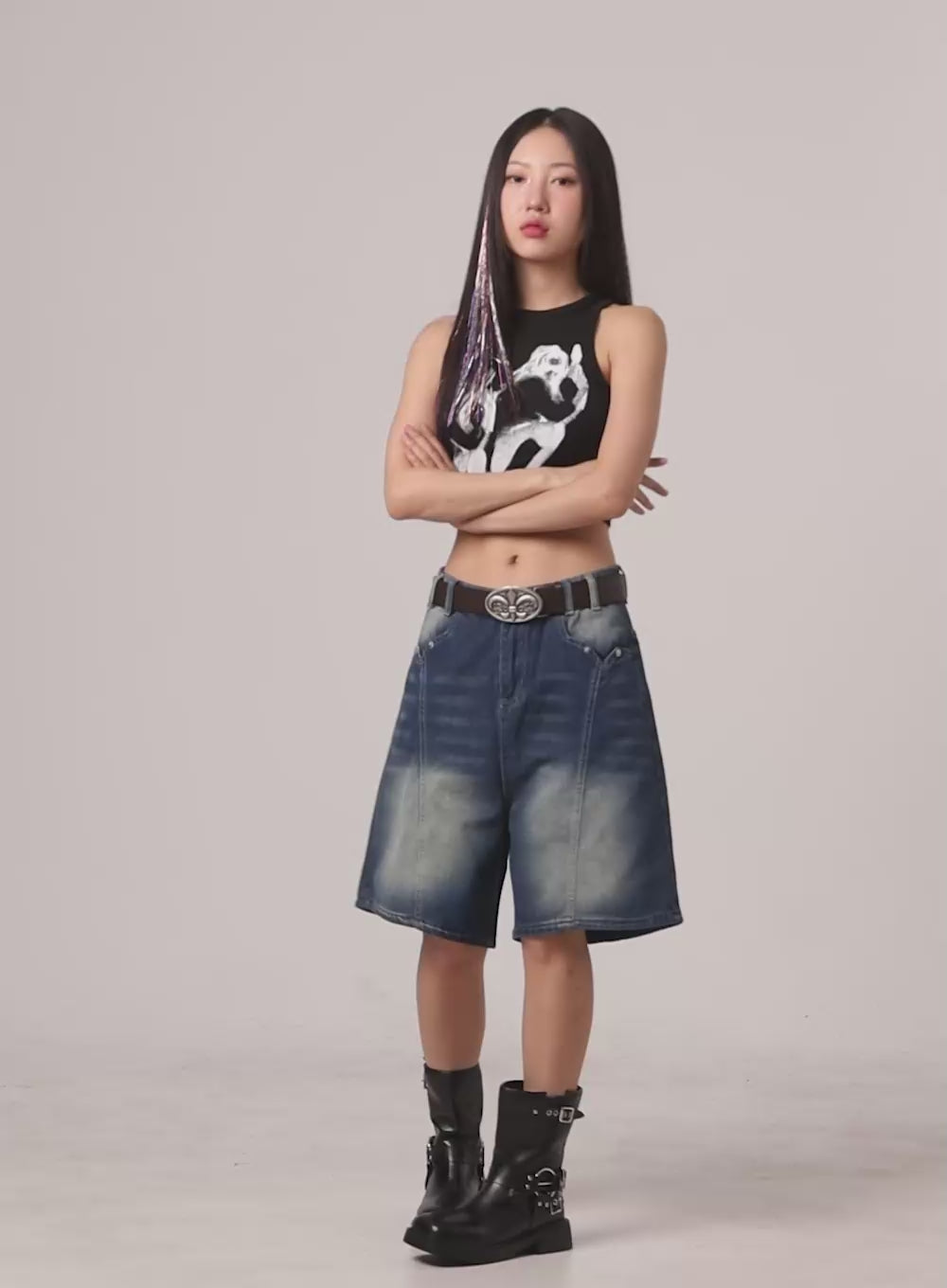 Blue Washed Baggy Jorts OL408