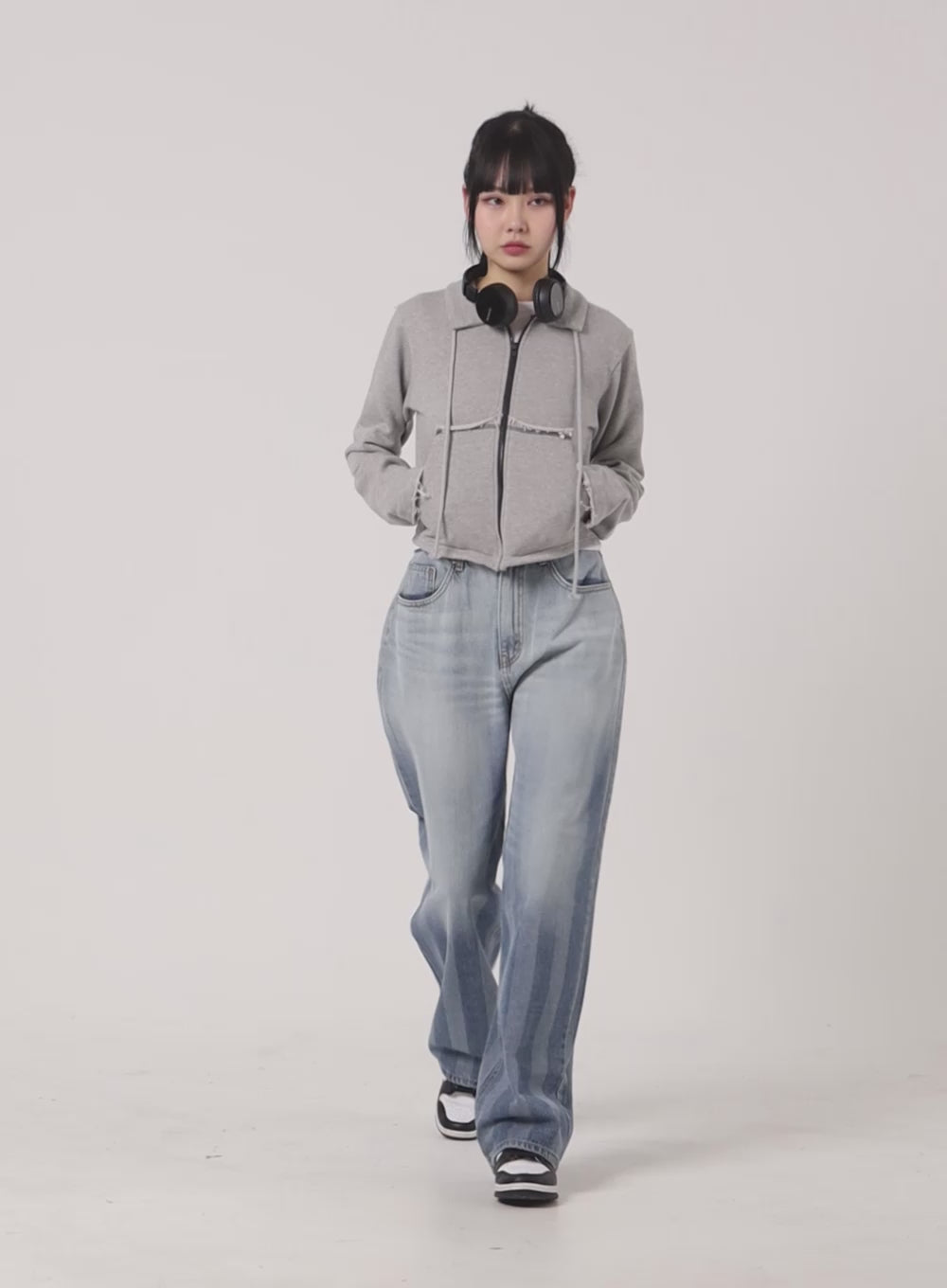 Collar Solid Drawstring Pocket Jacket CM407