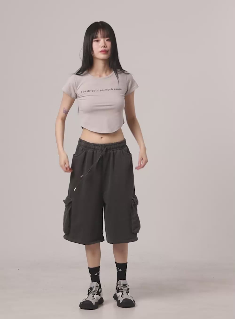 Graphic Lettering Crop Tee CL402