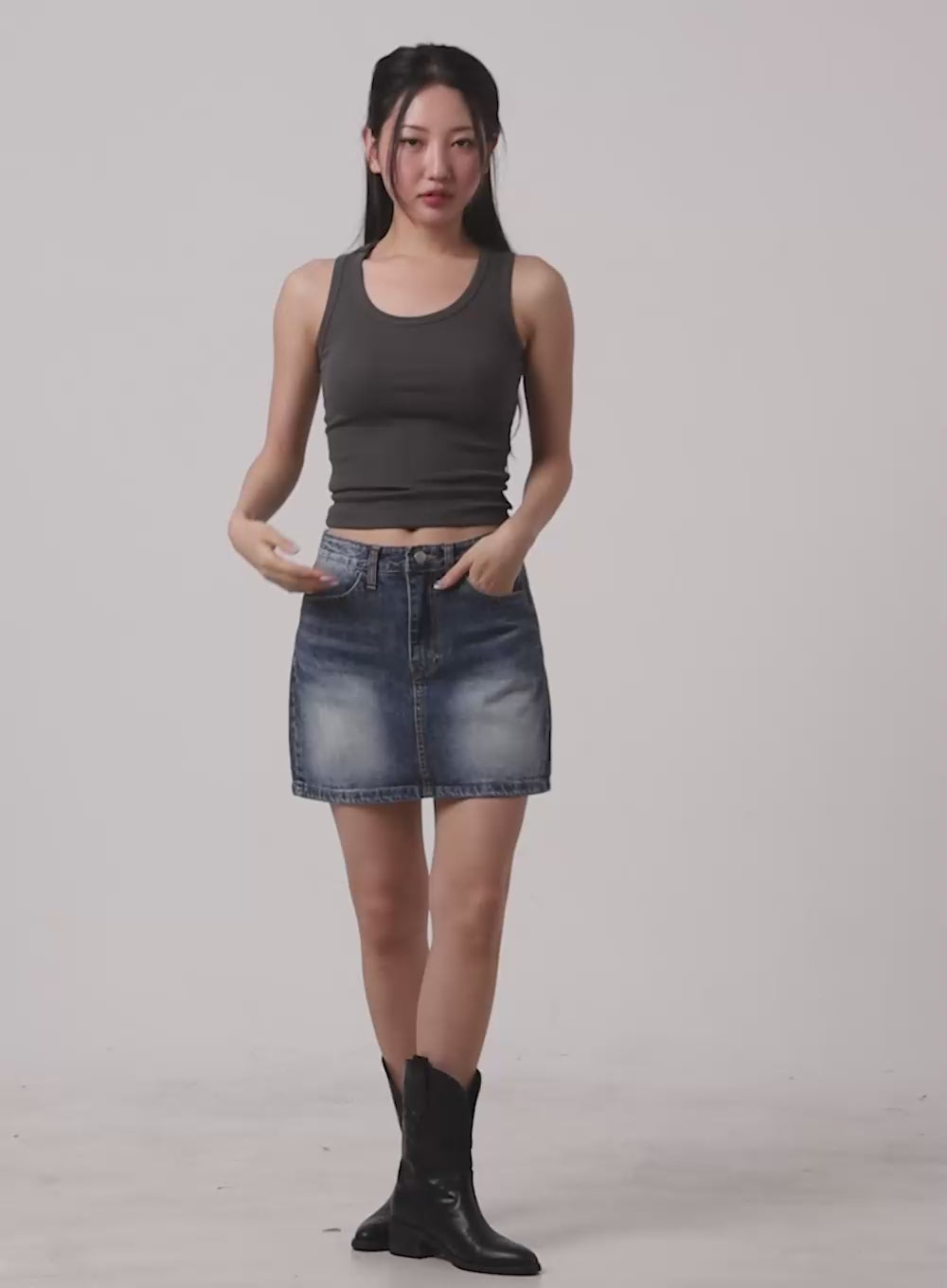 Vintage Washed Denim Mini Skirt CY403