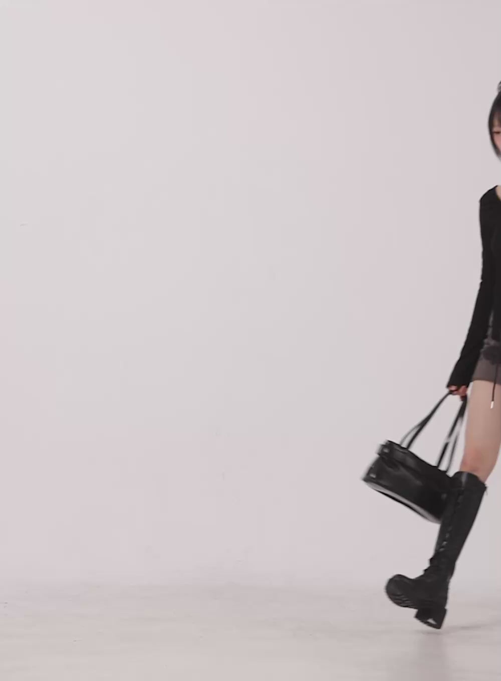 Shirred V-Neck Long-Sleeve Top with Scarf CJ502