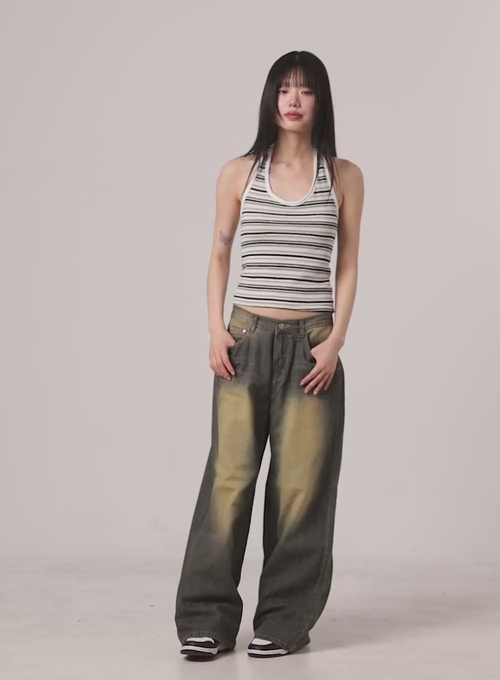 Vintage Washed Low Rise Baggy Jeans CL402