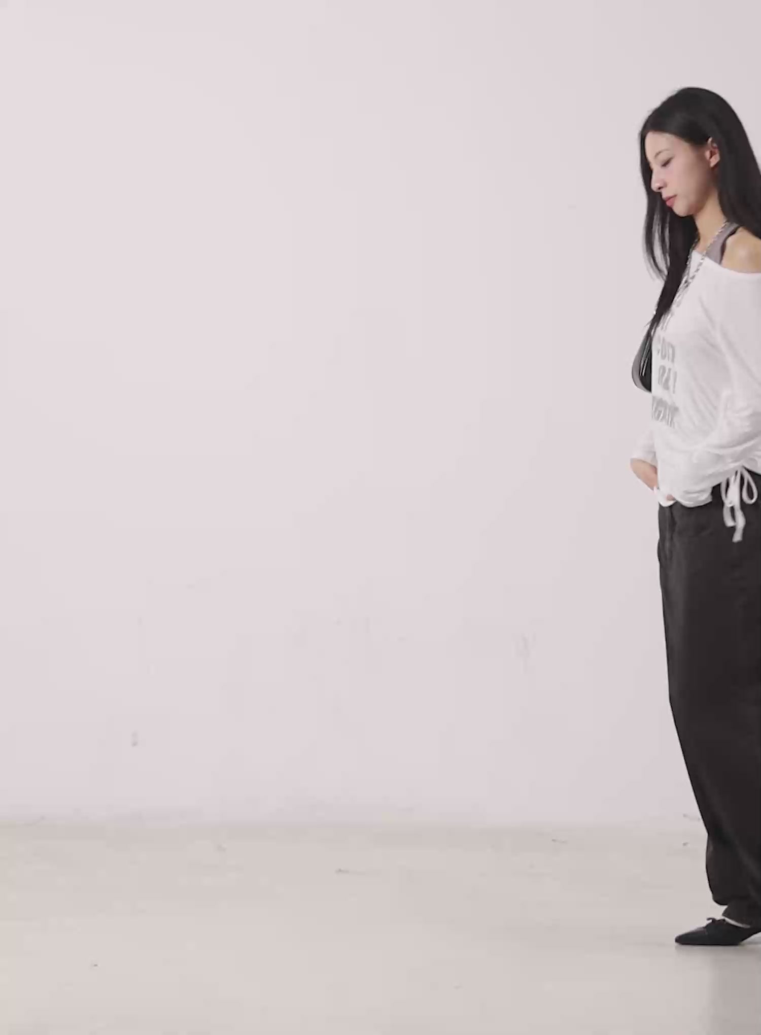 Graphic Off-Shoulder Long Sleeve Top CG522