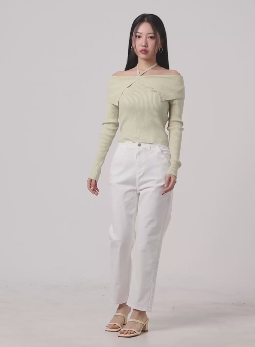 Ribbed Halter Knit Top OA415