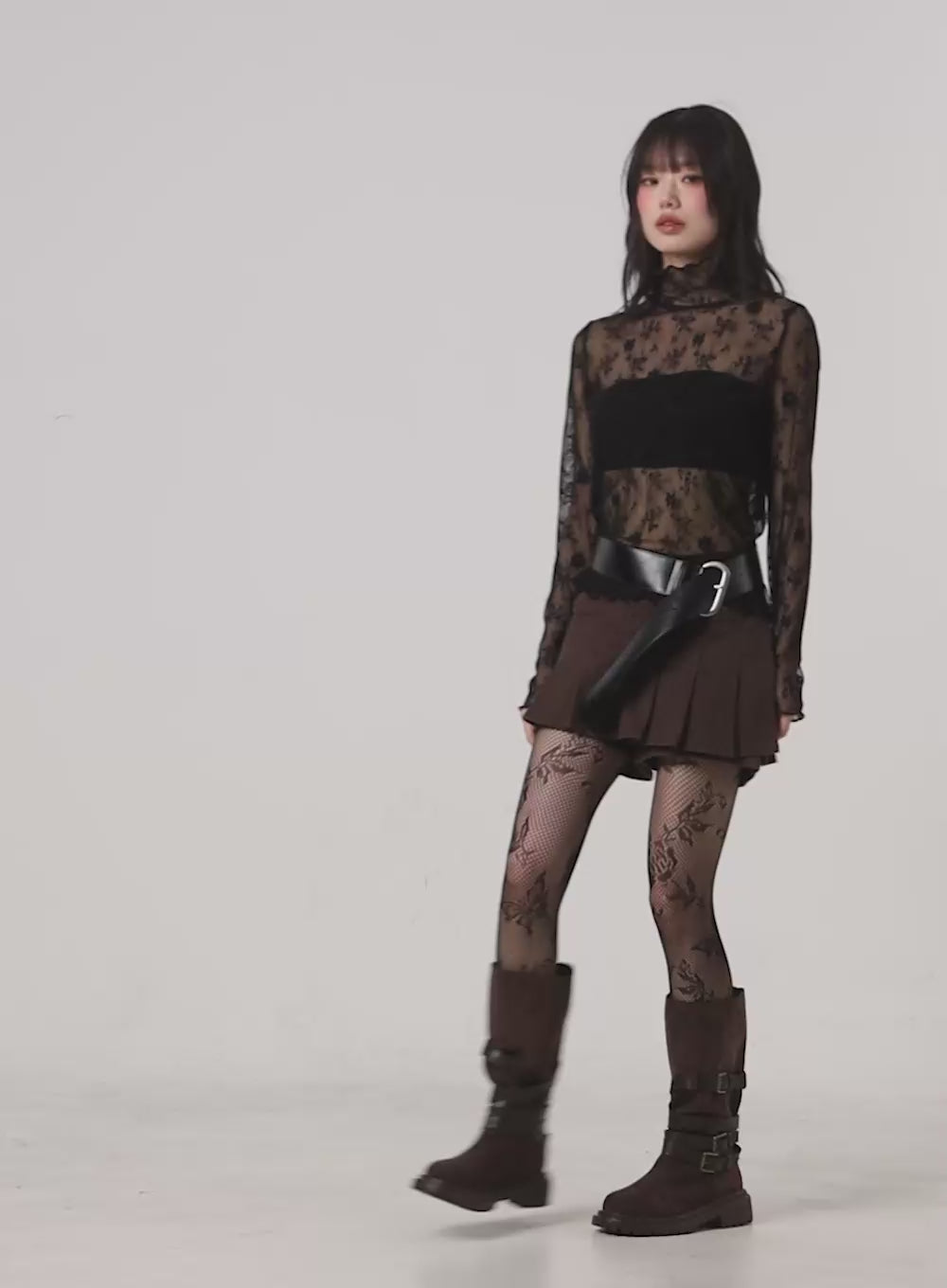 Floral Lace See-Through Blouse IO430