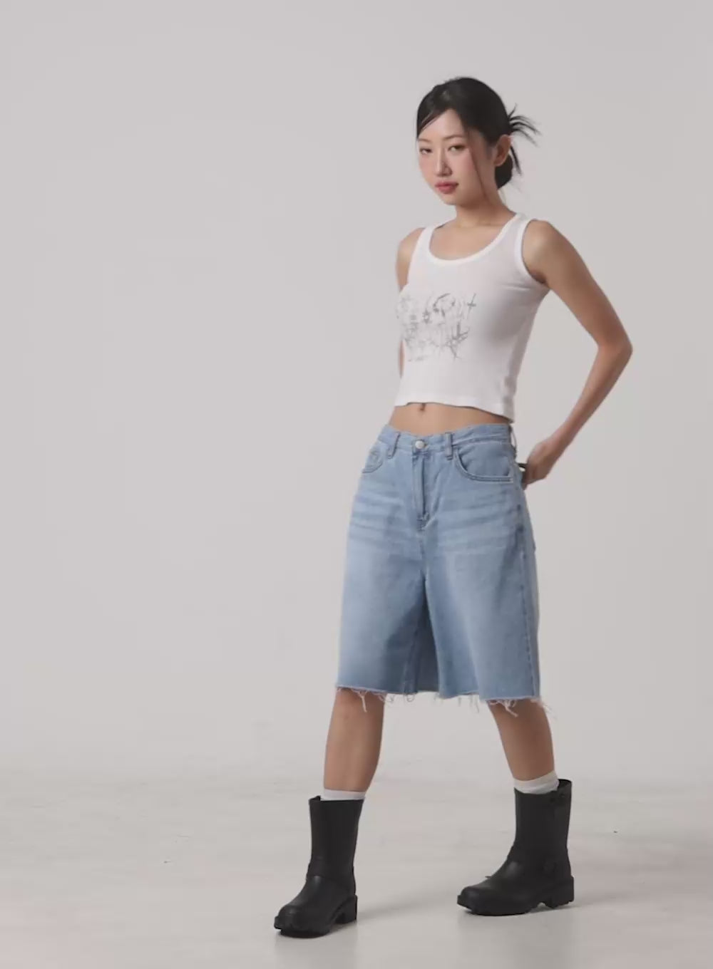 Graphic Cotton Tank Crop Top CL418