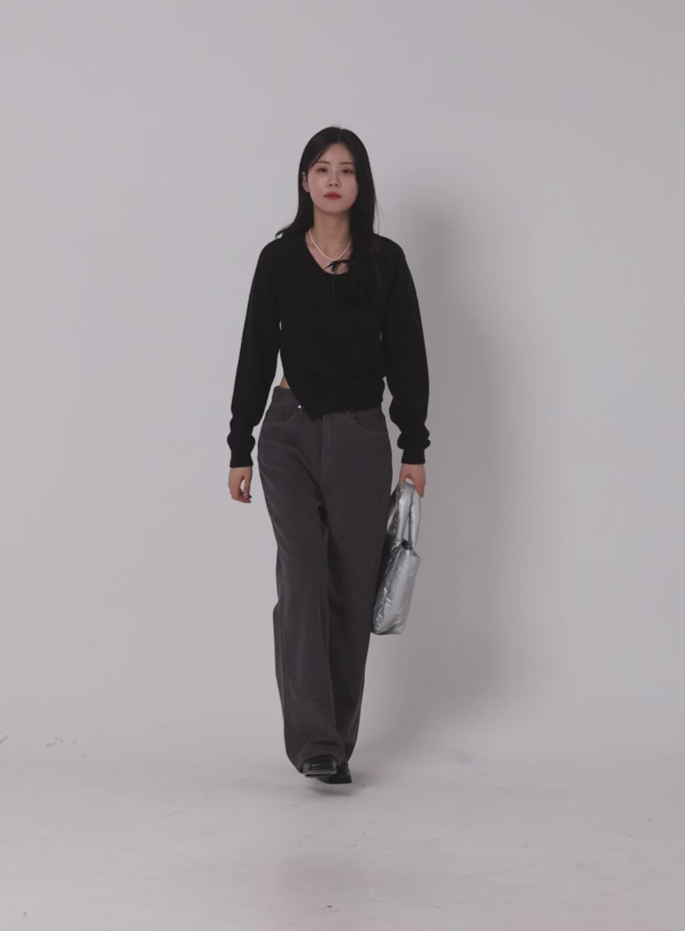 Crew Neck Slit Knit Sweater OJ418