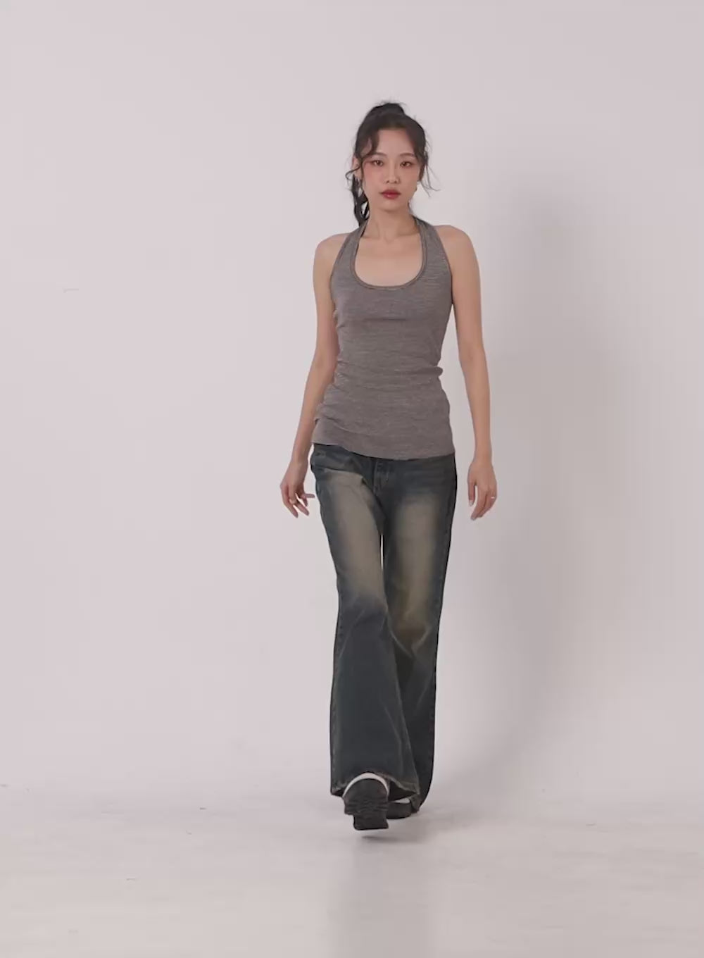 Stripe Cotton Halter Neck Camisole CN420