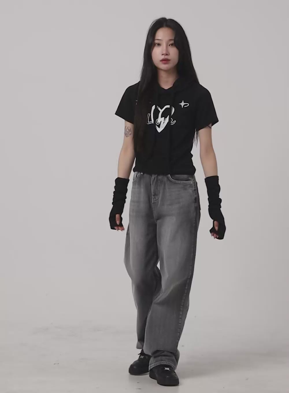 Light Washed Baggy Straight Jeans CM427