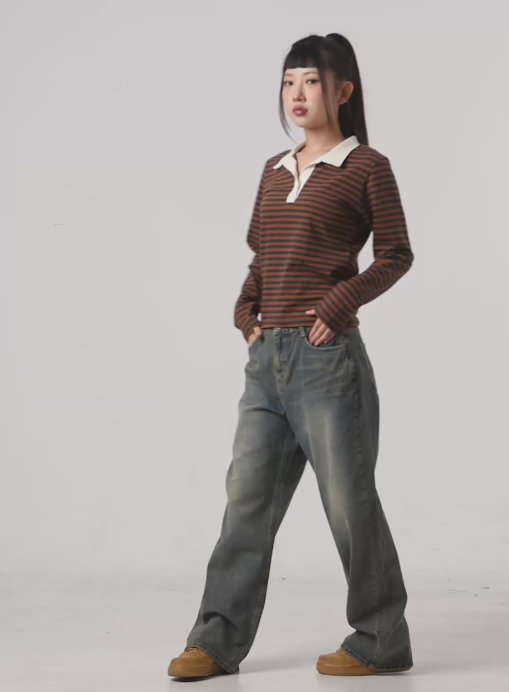 Molly Washed Baggy Denim Jeans CN405