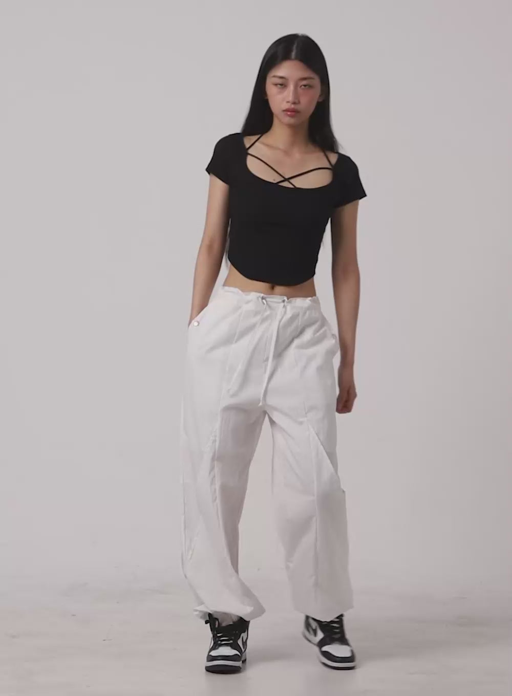 X Strap Solid Crop Tee CA424