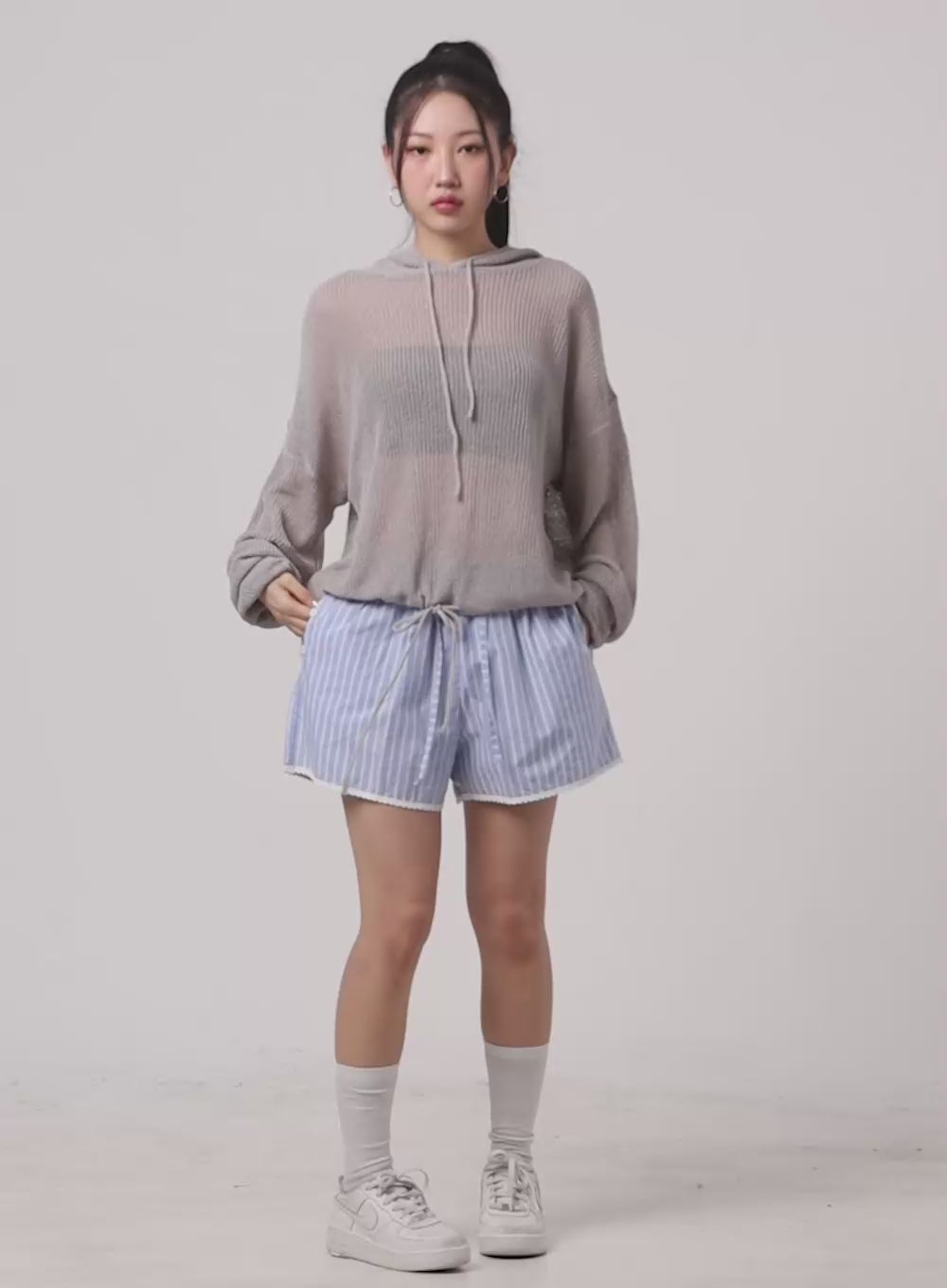 Sheer Drawstring Hoodie OA416