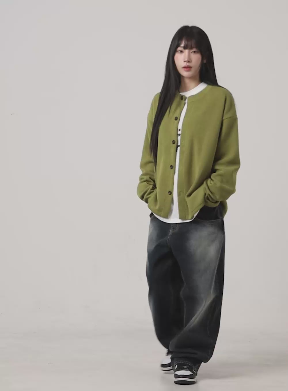 Round Neck Long Sleeve Cardigan CG430