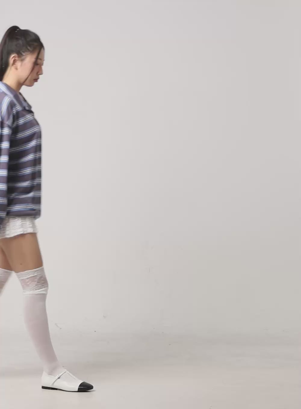 Stripe Buttoned Collar TShirt CN412