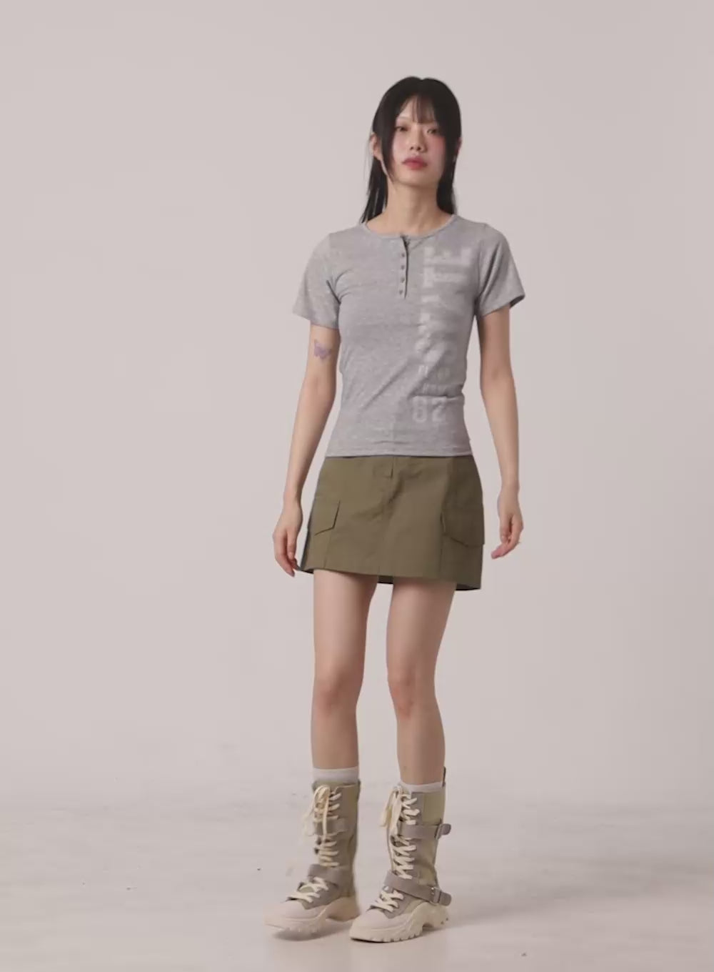 Cargo Chic Cotton Mini Skirt CL412