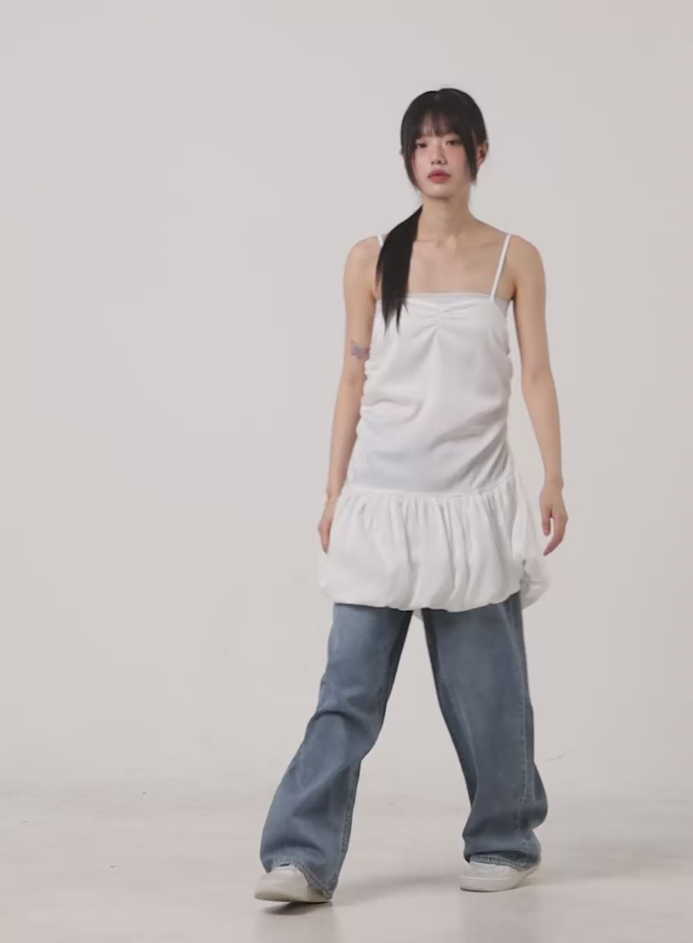 Bess Washed Denim Baggy Jeans CG413