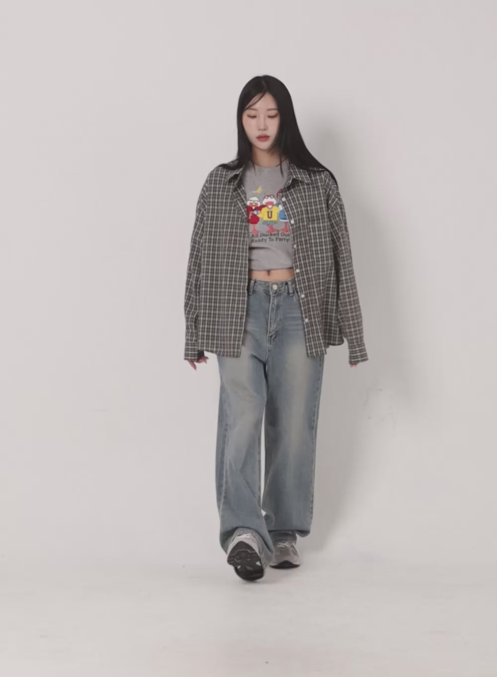 Washed Wide Denim Jeans CF401