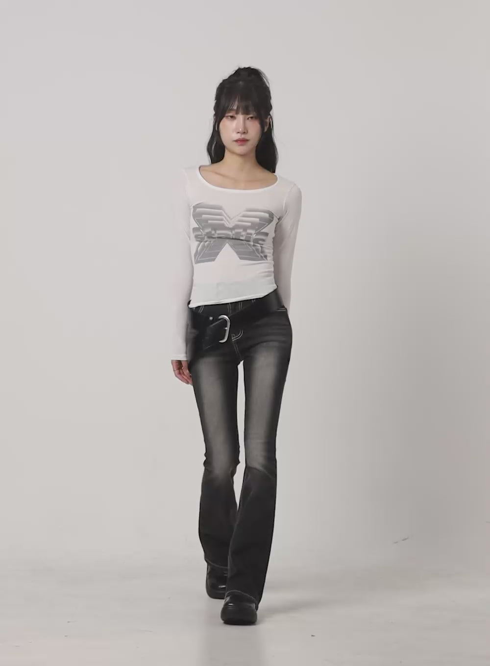 Gigi Two-Button Slim Bootcut Jeans CG421