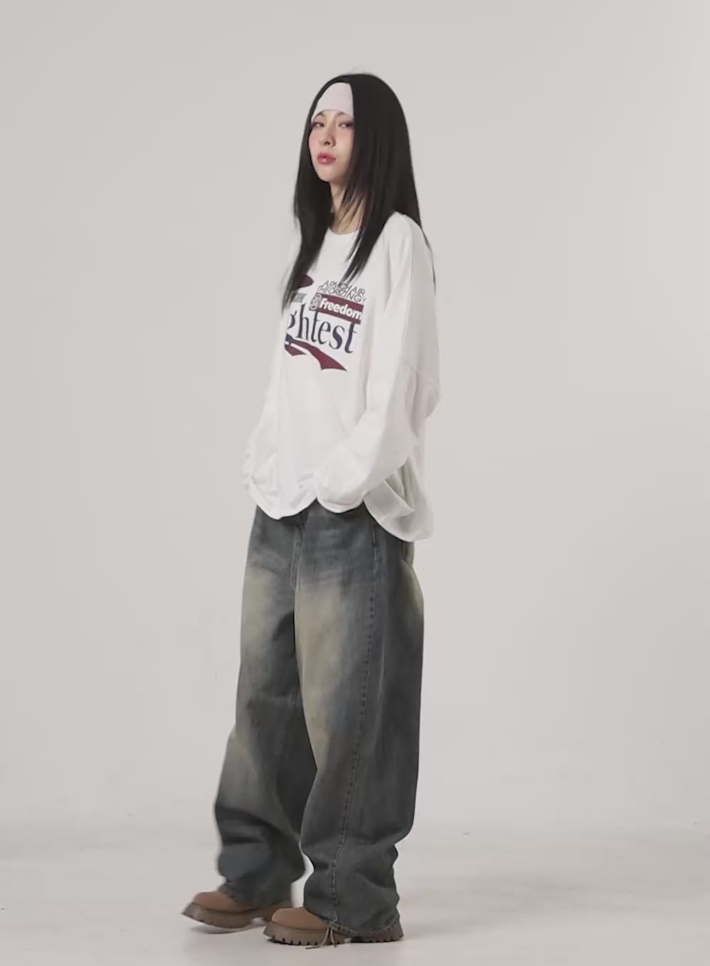 Mila Washed Denim Wide Jeans CO425