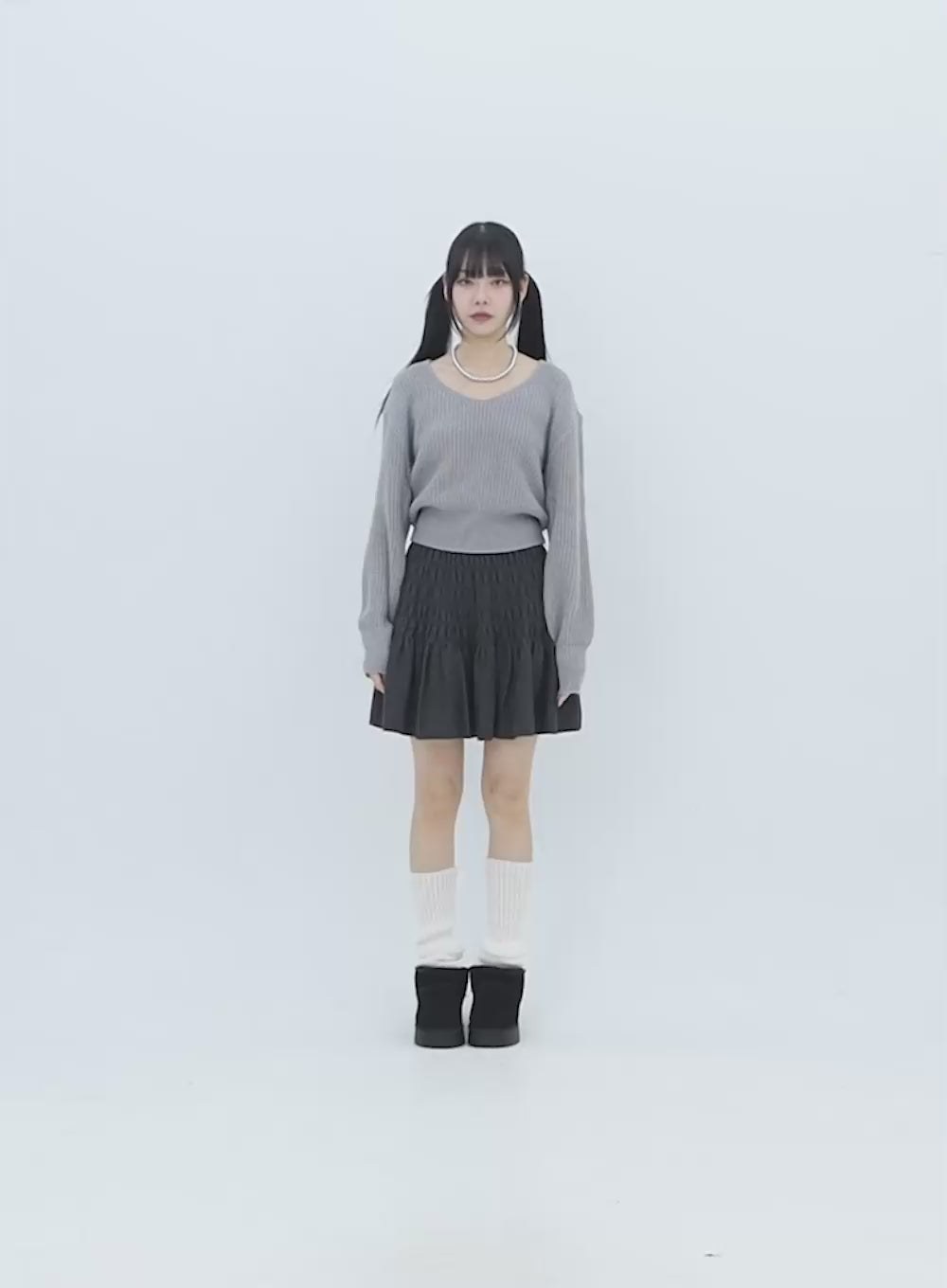 Shirring Flare Mini Skirt IN310