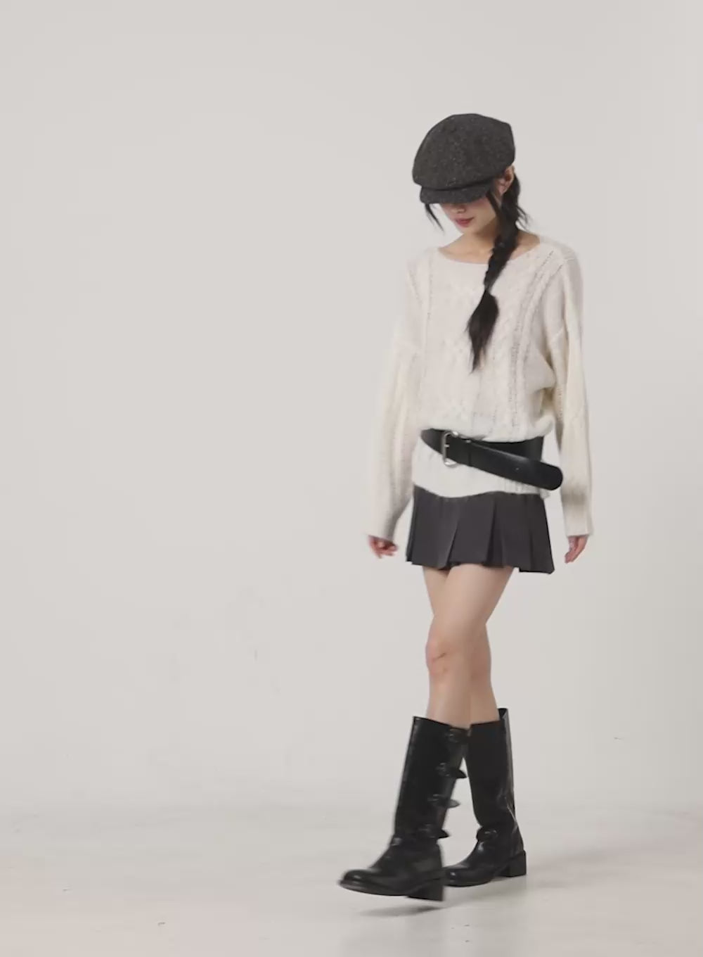 Boat Neck Sheer Knit Top CS420