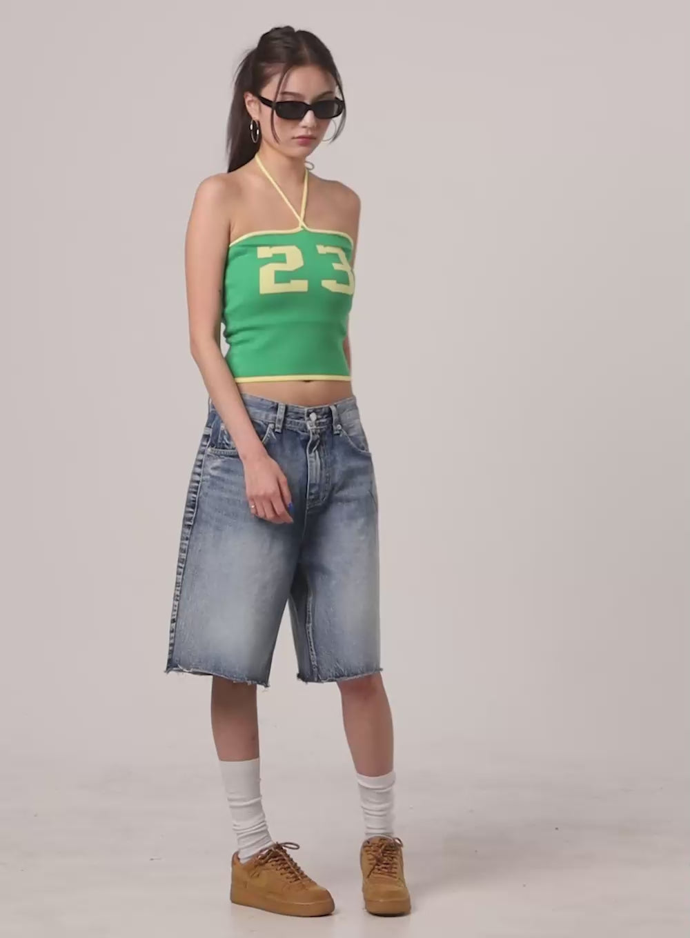 Washed Wide Leg Jorts CY424