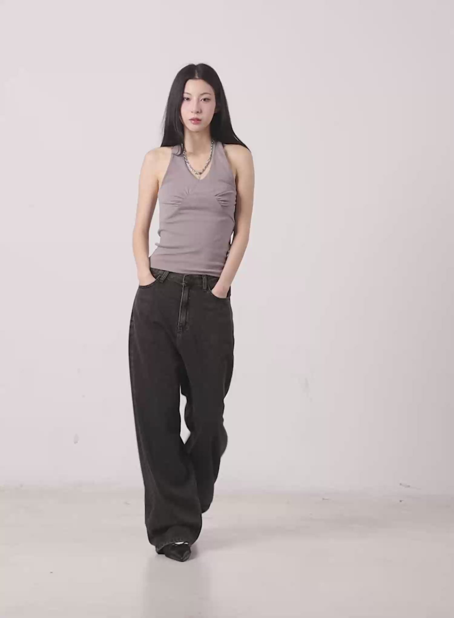 Ruched Halter Tank Top CG522