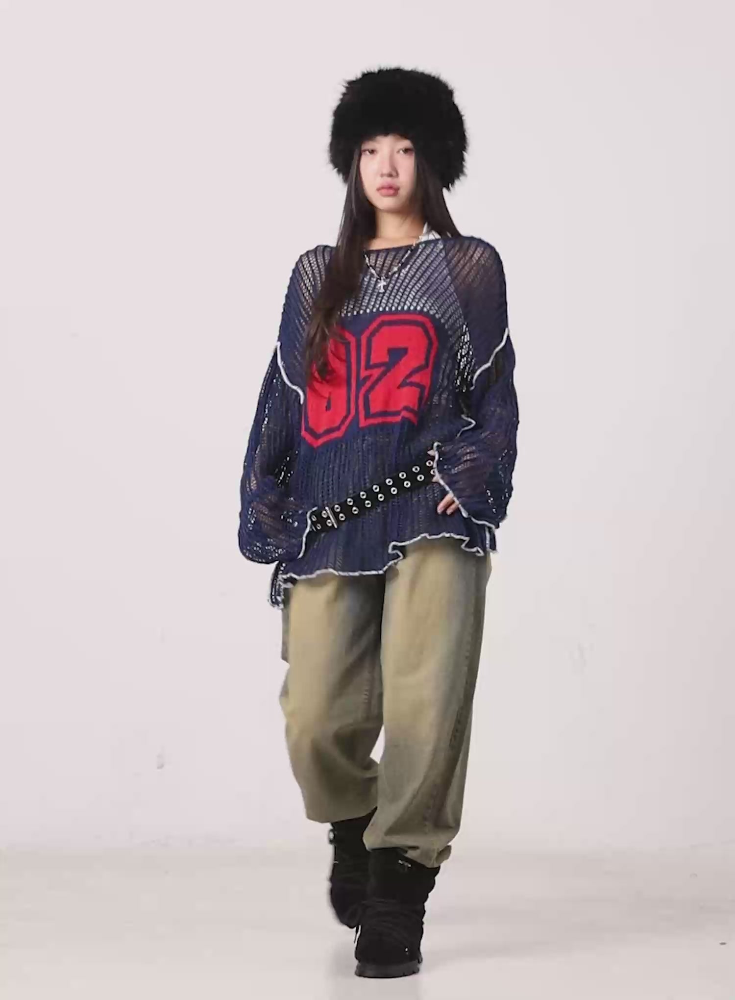 Mesh Knit Loose Fit Sweater CO515