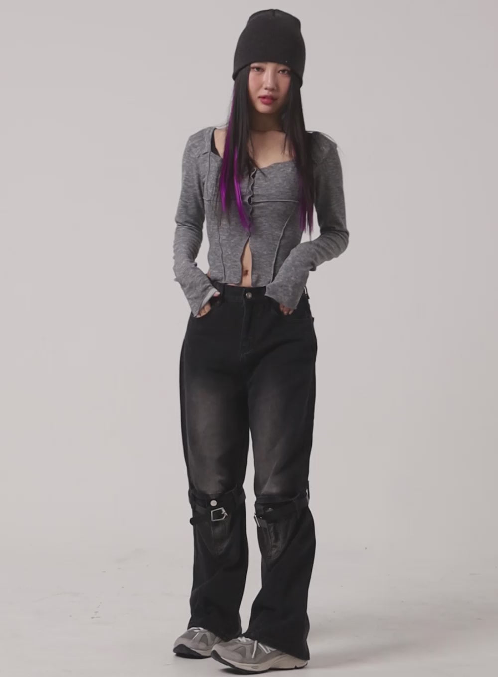 Slit Buttoned Crop Top IM405