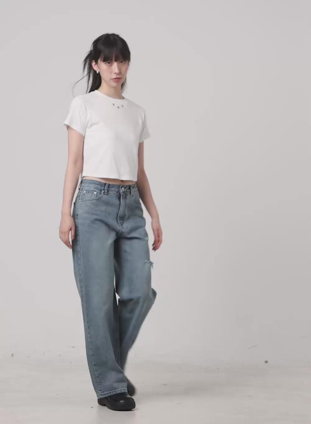 Rae Straight Fit Distressed Denim Jeans CG408