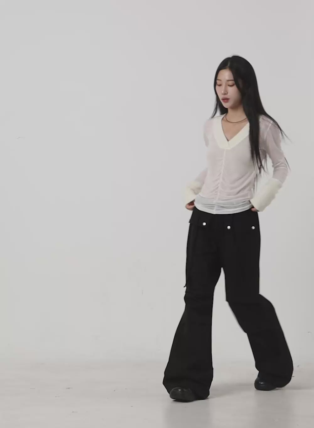 String Boot-Cut Parachuate Pants CS430