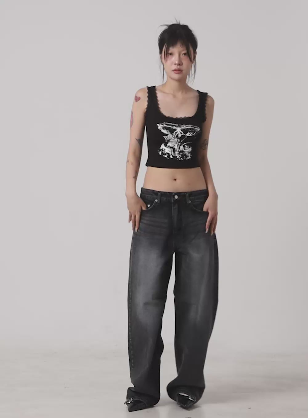 Low Rise Wide Leg Jeans CL415