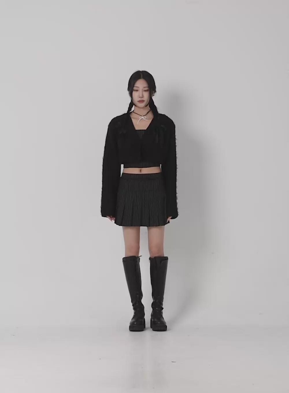 V-Neck Faux Fur Crop Jacket CD301