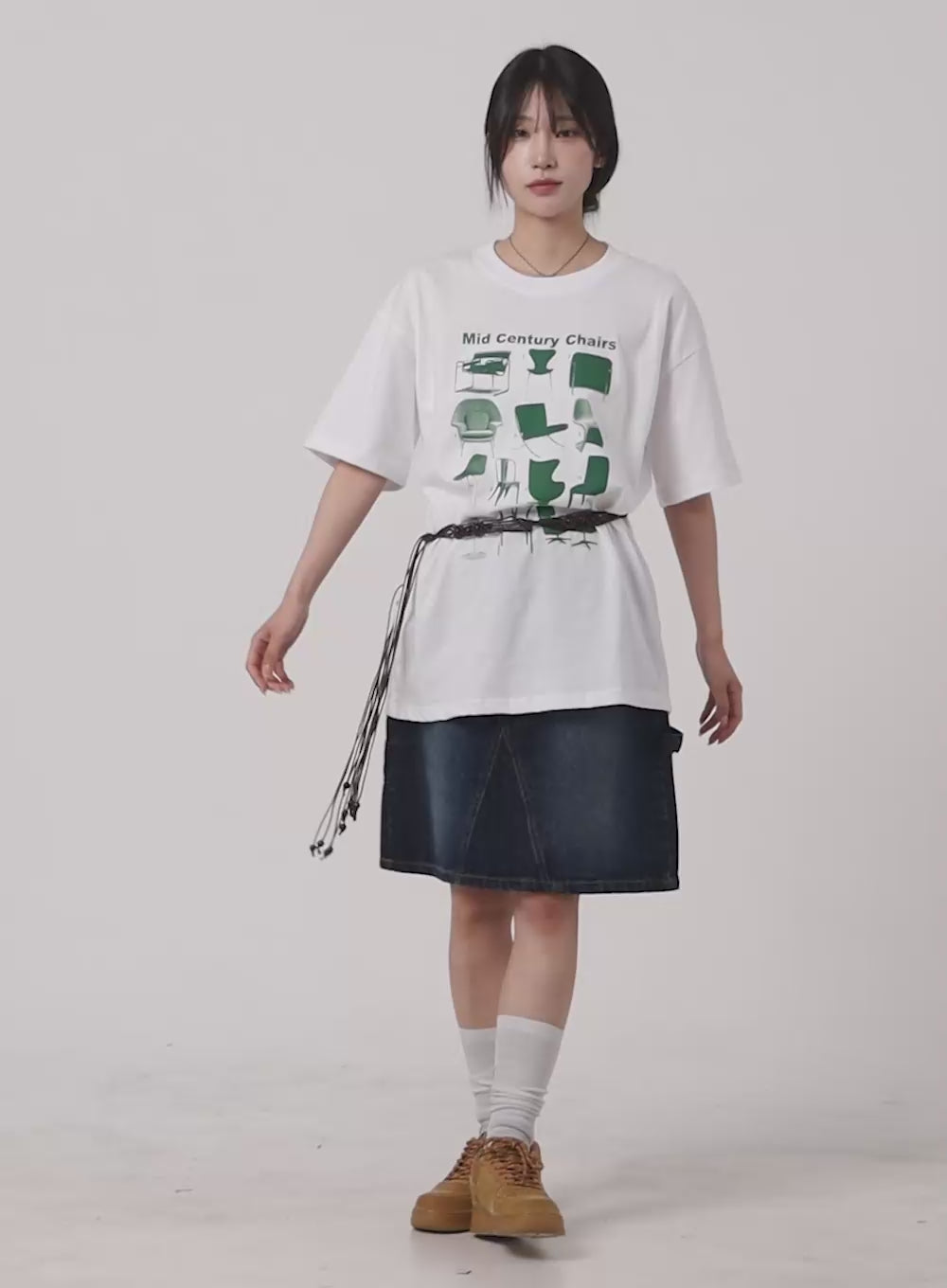 Washed Denim Midi Skirt CA404