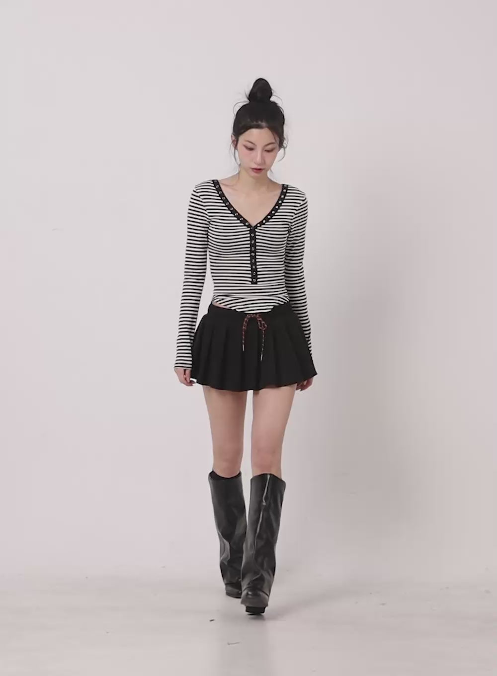 Striped Slim-Fit Buttoned Top CJ522