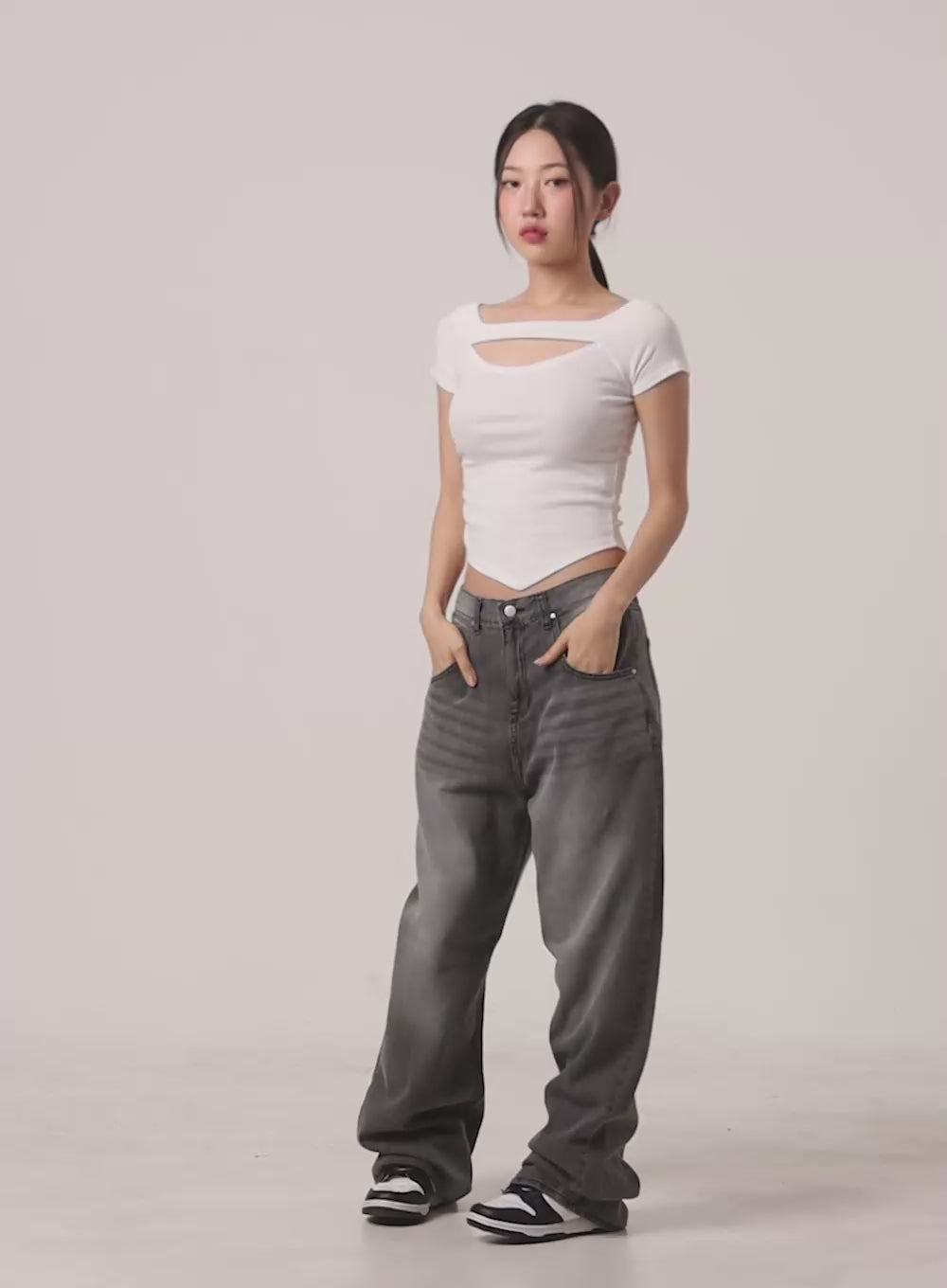 Vintage Wash Baggy Jeans CU420