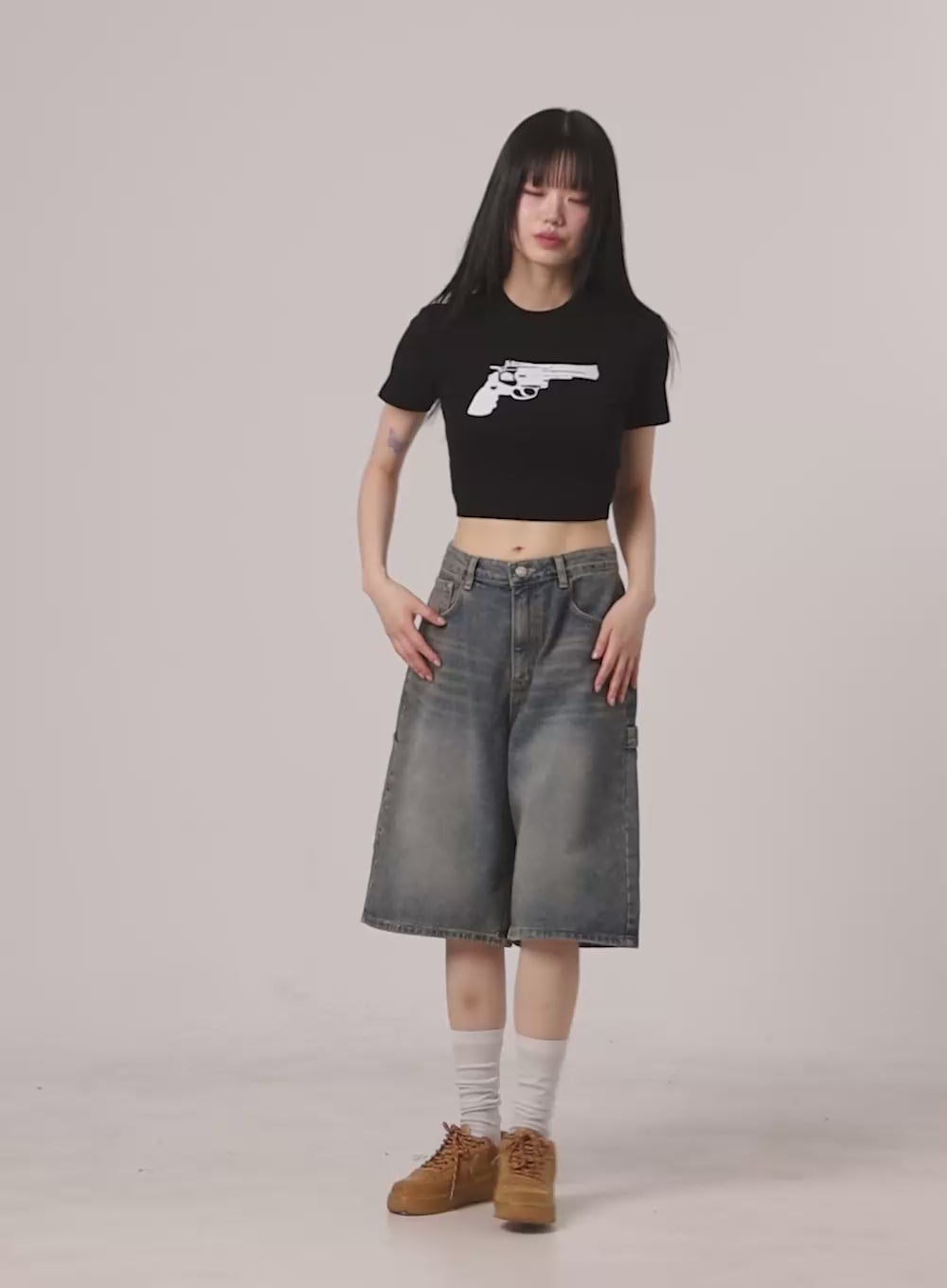 Washed Baggy Jorts CL401