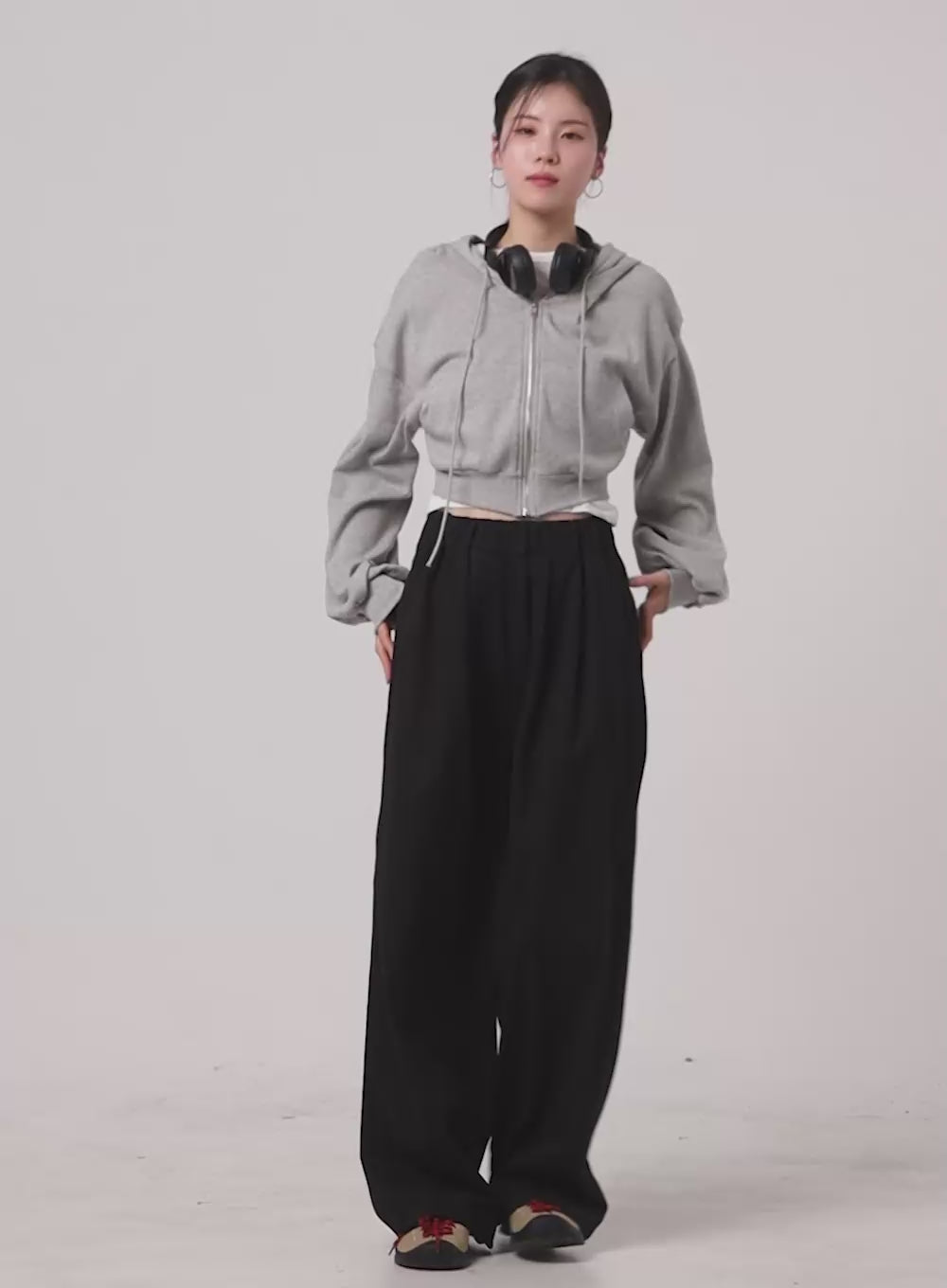 Zip-Up Crop Hoodie Sweatshirt OA419