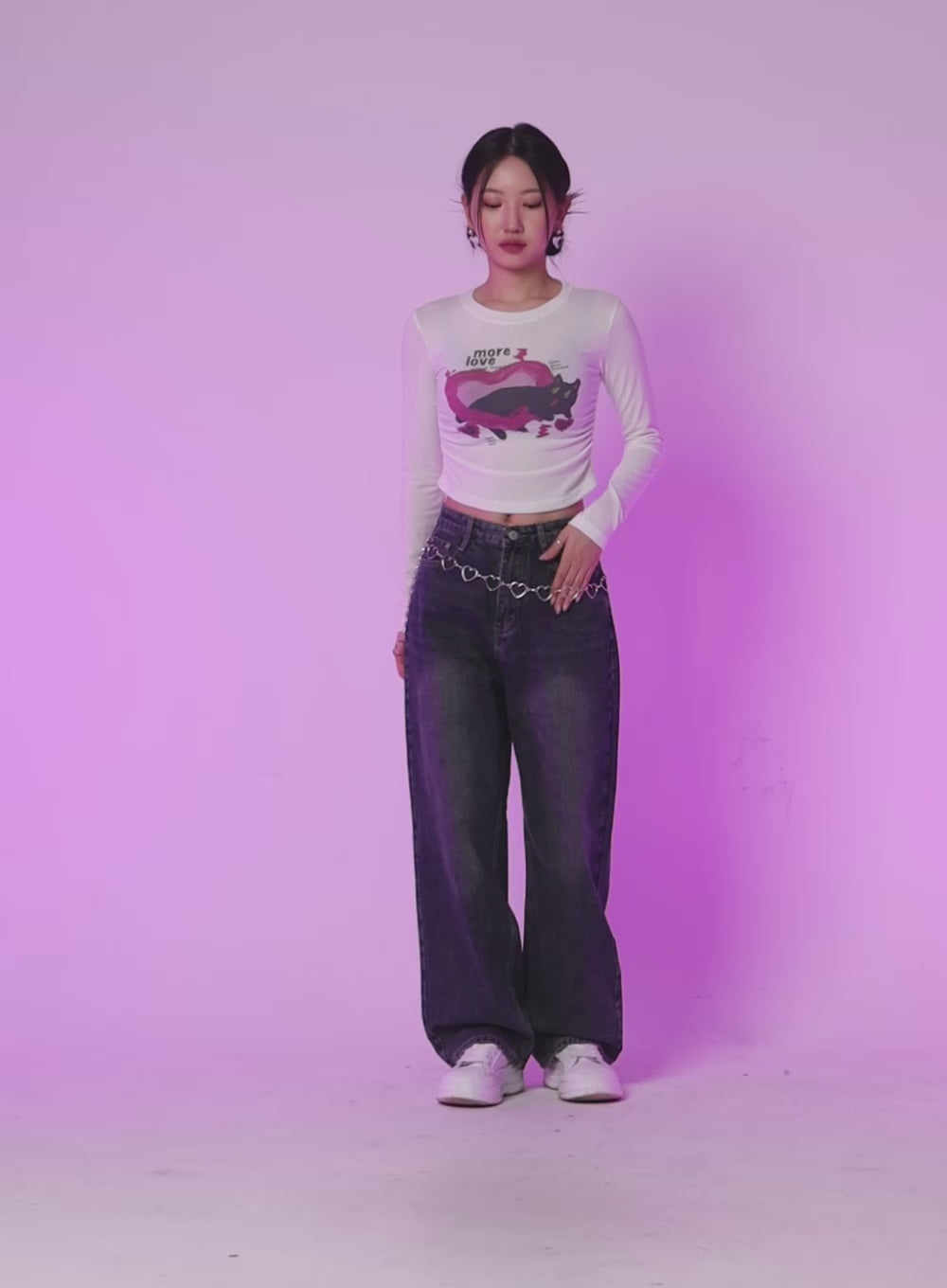 Cat Graphic Crop Tee IJ430