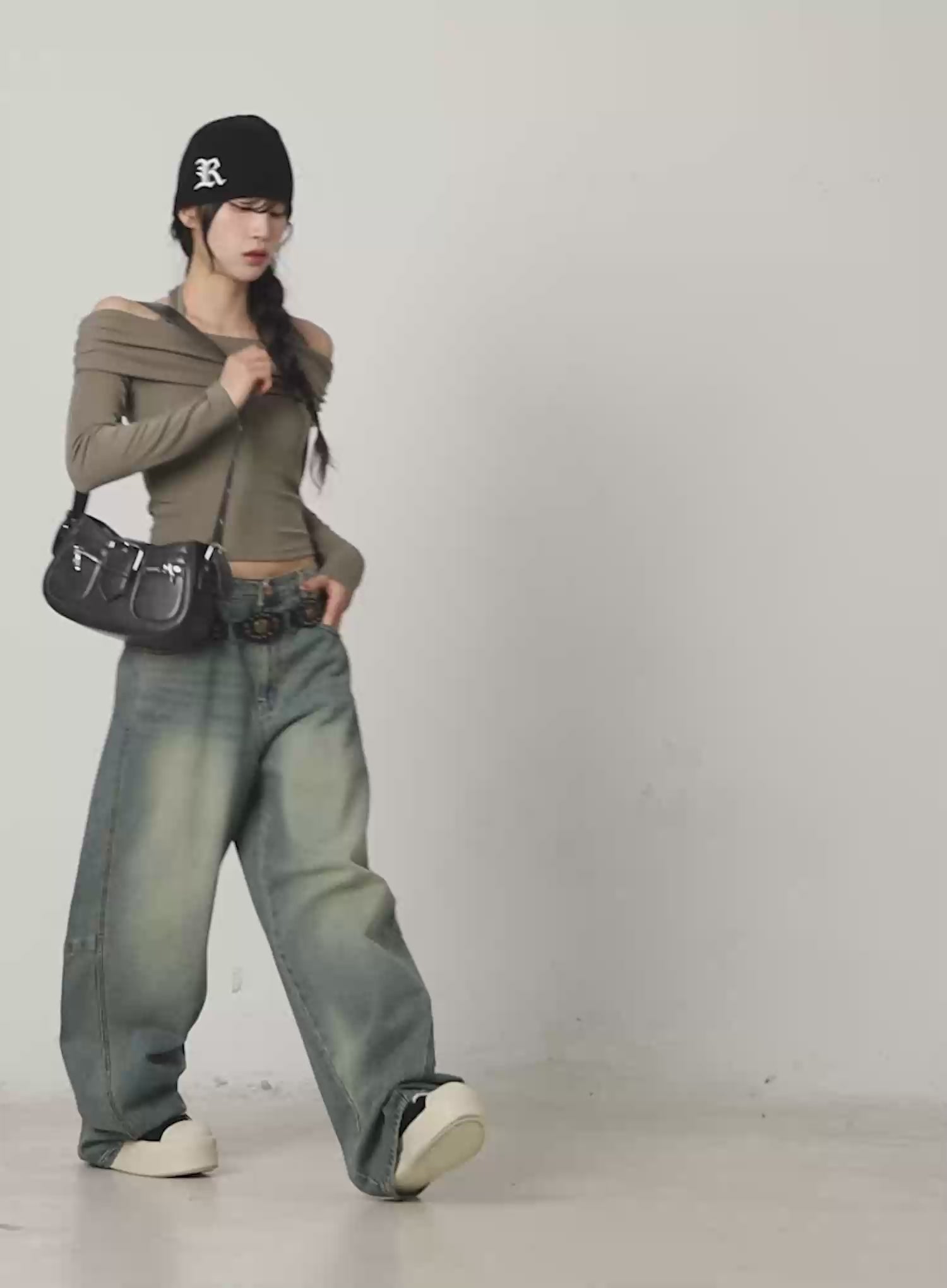 Halter Shirred Off-Shoulder Top CJ526