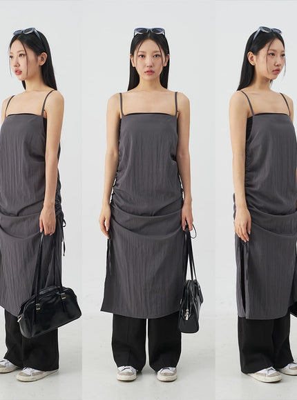 Shirred Sleeveless Dress CY31