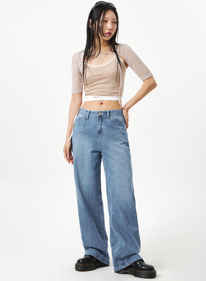 Low Rise Mid-Wash Jeans CA321