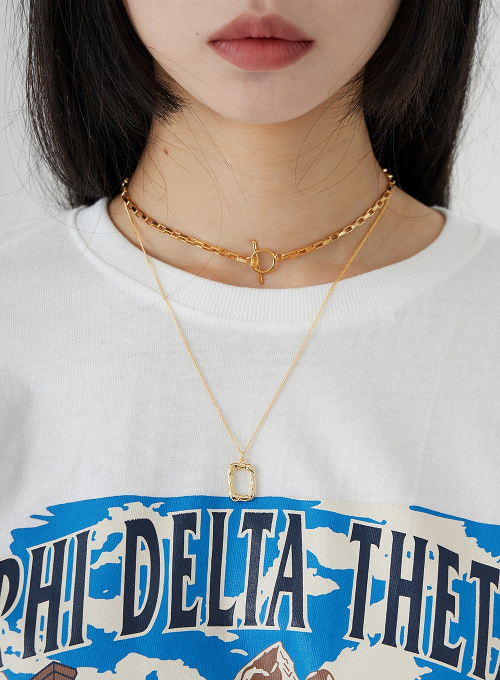 Two layer clearance chain necklace