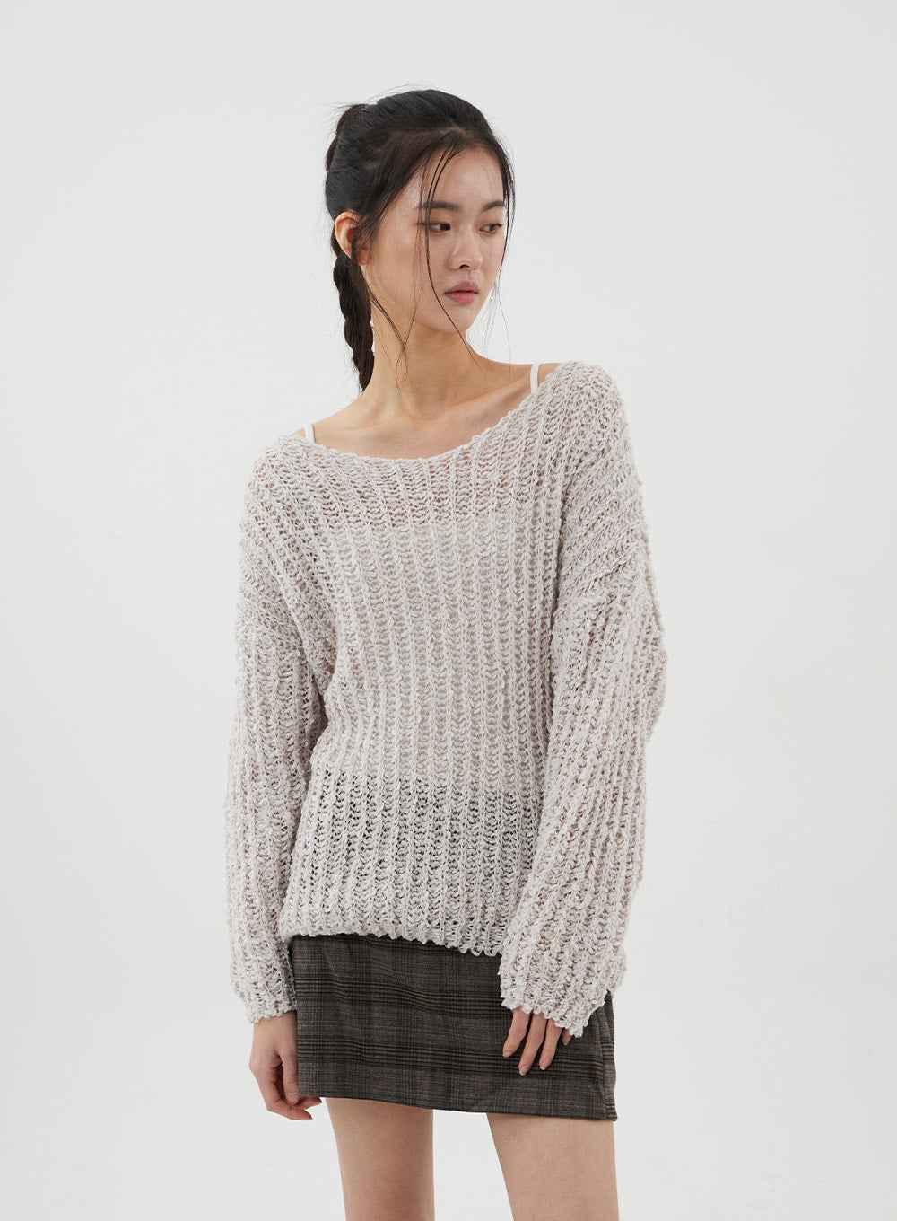 Boat Neck Sheer Sweater CJ310