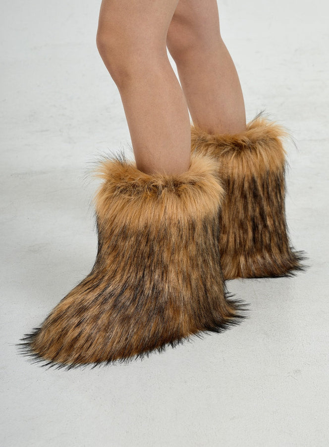 Faux Racoon Fur Mid-Calf Boots CO13