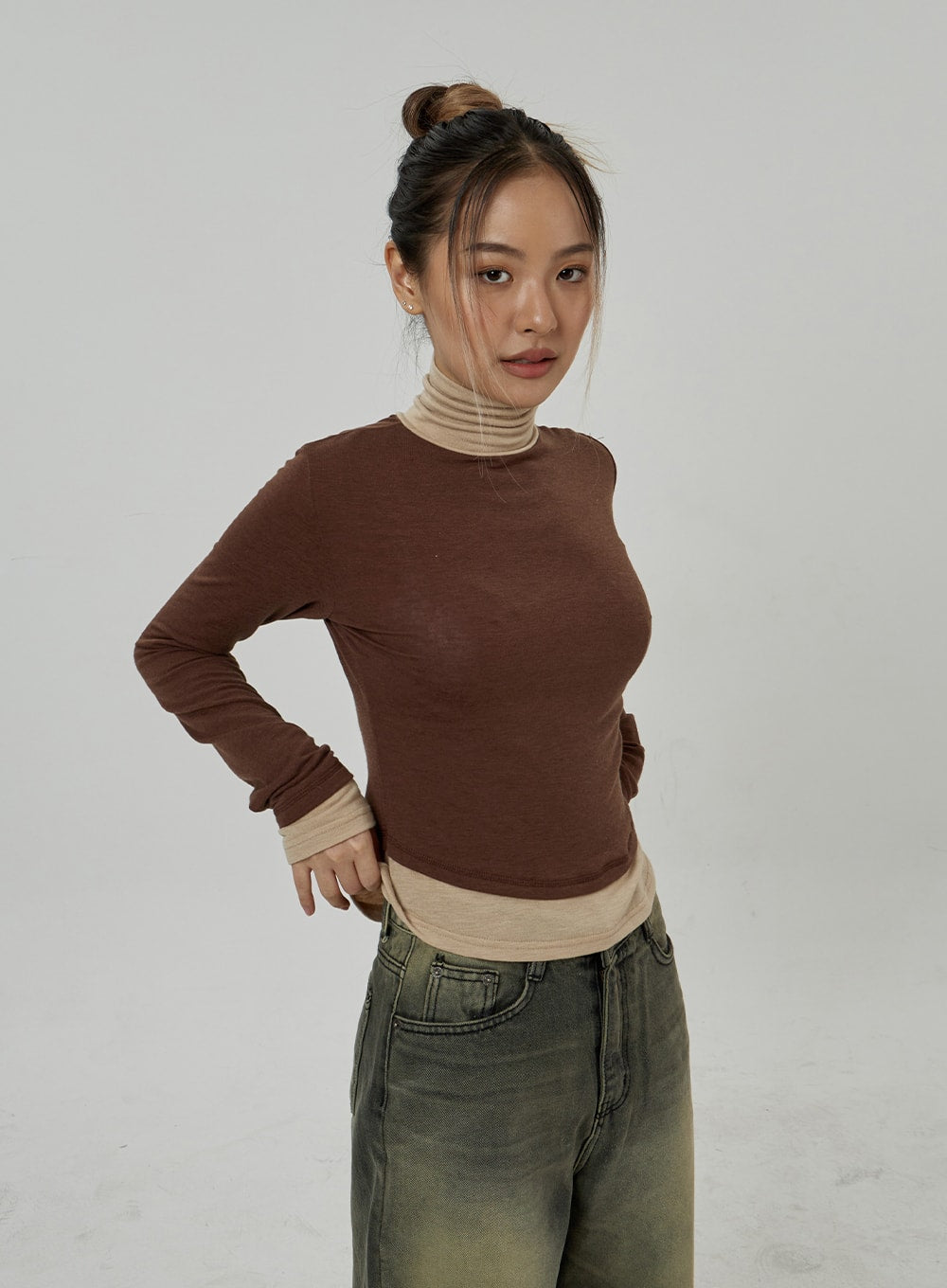 Layered Two Color Turtleneck CD26