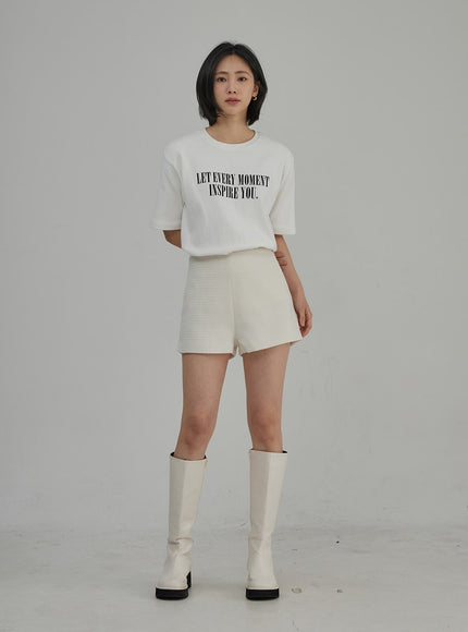 Tweed High Waist Shorts OJ304