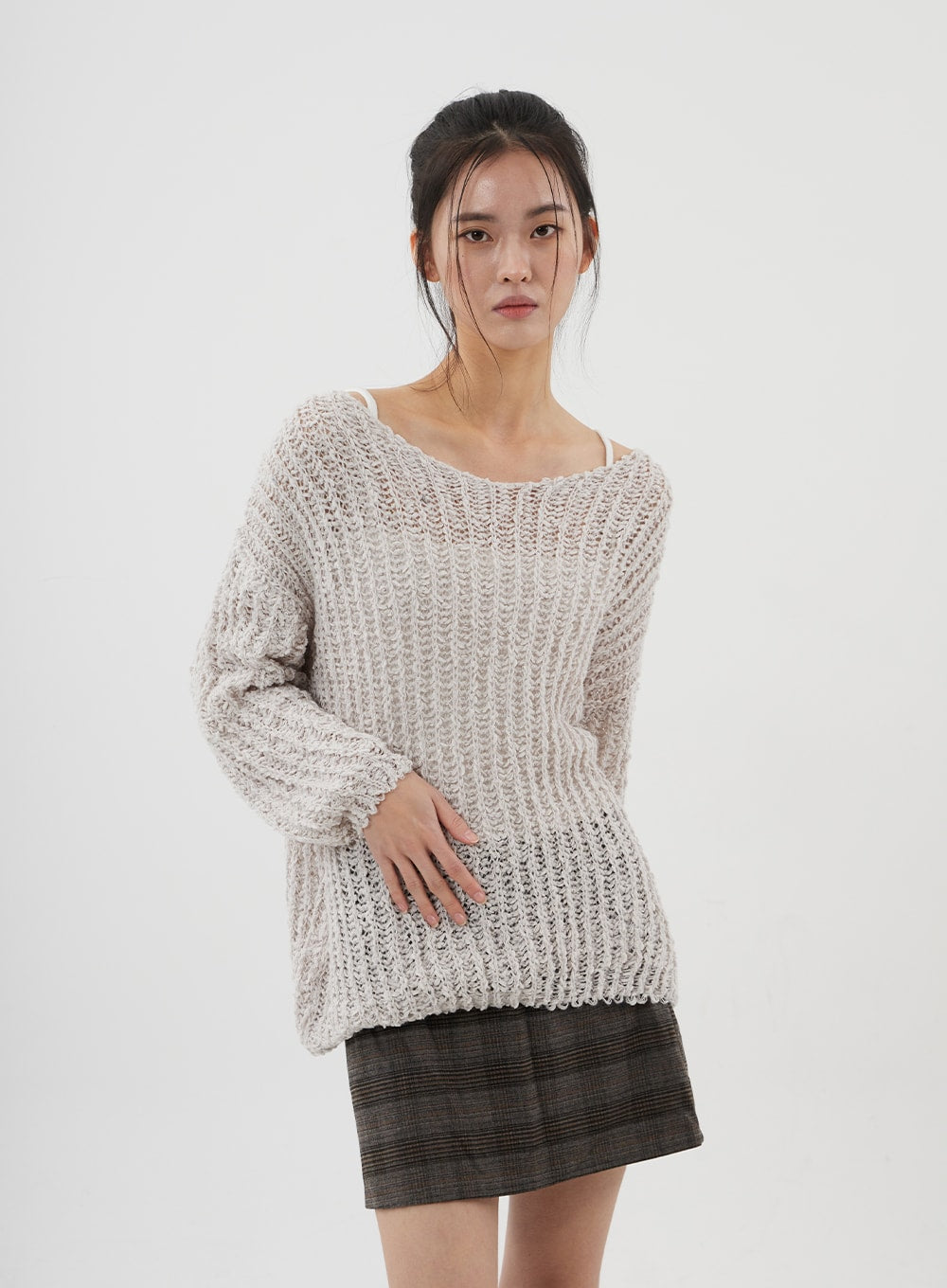 Boat Neck Sheer Sweater CJ310